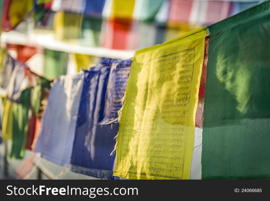 Closeup Of Tibetan Prayer Flags