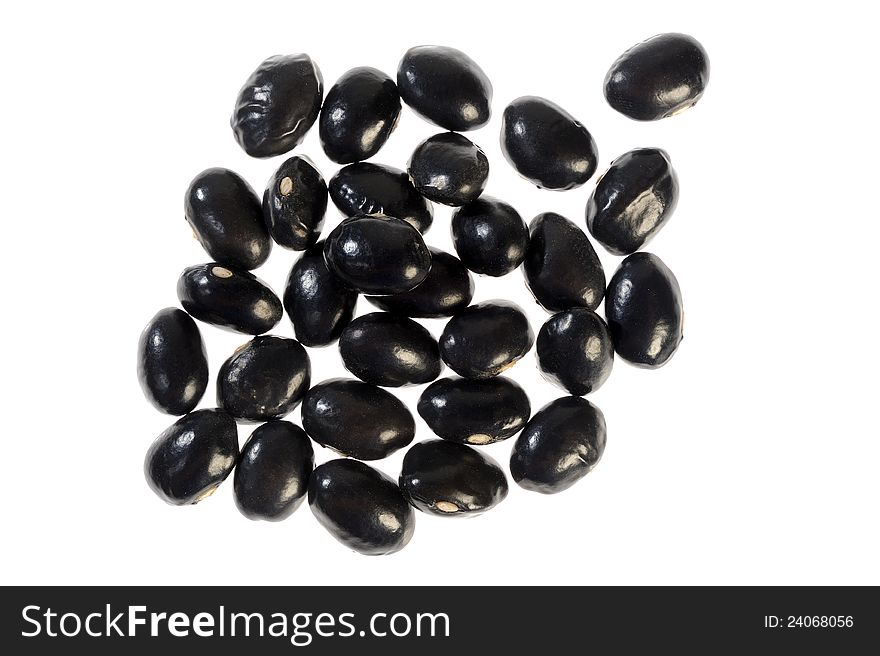 Black beans on a white background