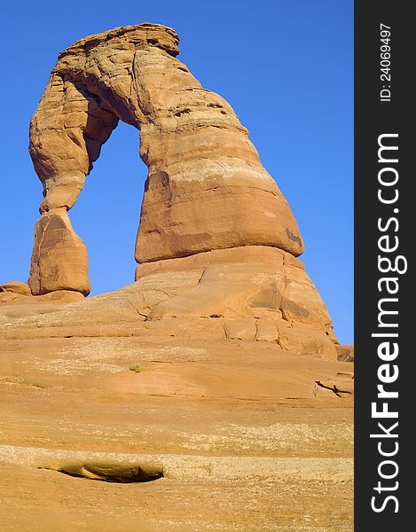 View at sunset of the famous Delicate  Arch, Arches National Park, Utah, USA