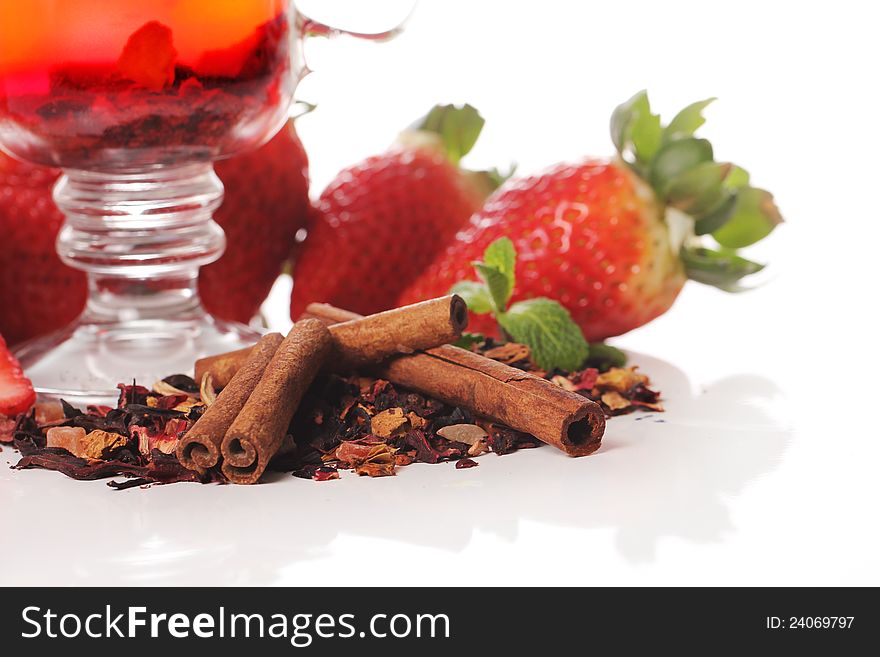 Fresh fruit tea with strawberry