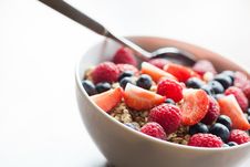 Bowl With Muesli And Fruits Royalty Free Stock Photo