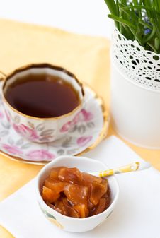 A Cup Of Tea And Jam Stock Image