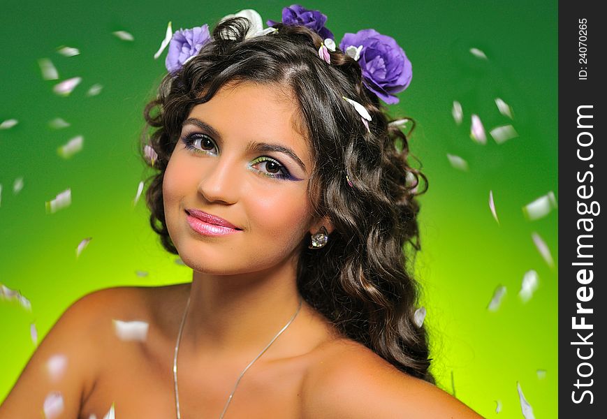 Spring Picture A Young Girl Brunette