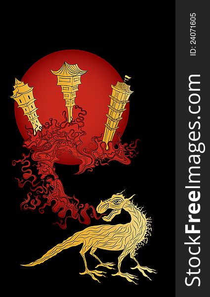 Golden dragon and the ancient china town