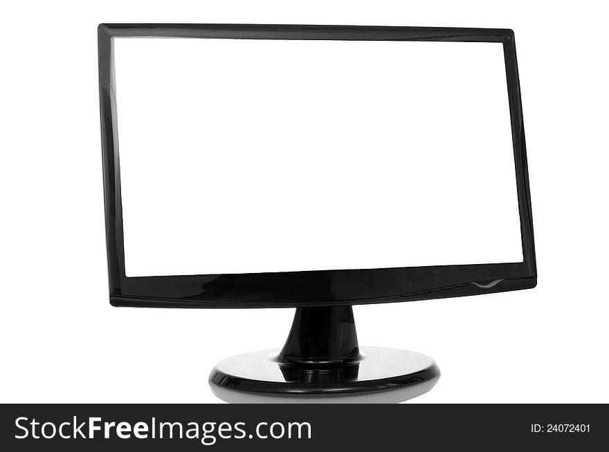 Frontal view of computer lcd monitor isolated on white