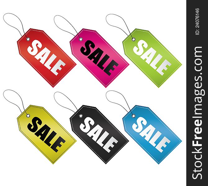 Set of colour sale tags