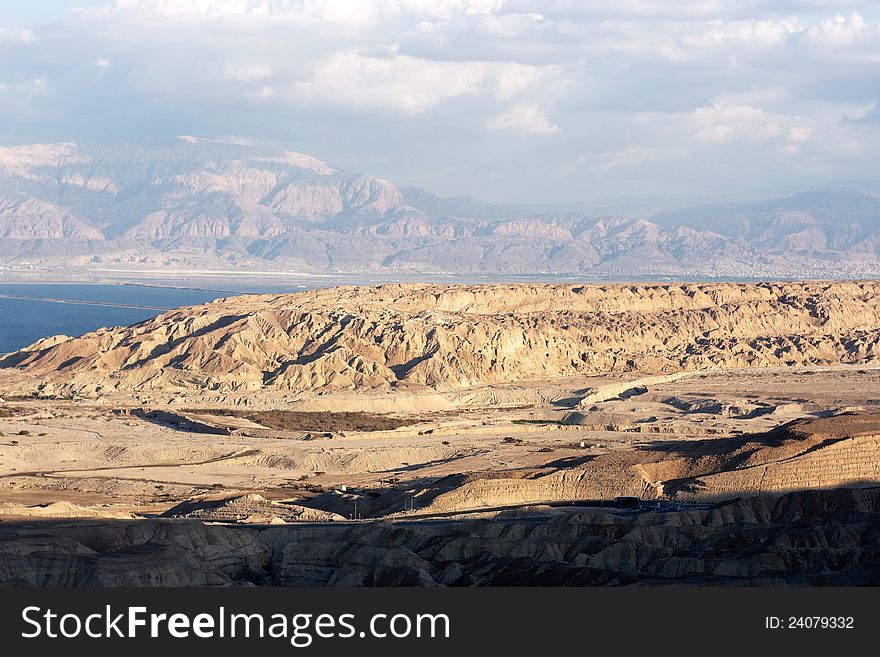 Stone desert landscape near Dead Sea, Israel tourism