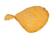 Single Potato Chip Isolated On White Stock Photos Single Potato Chip Isolated On White Stock Photos