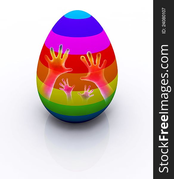Colorful easter egg  on white background