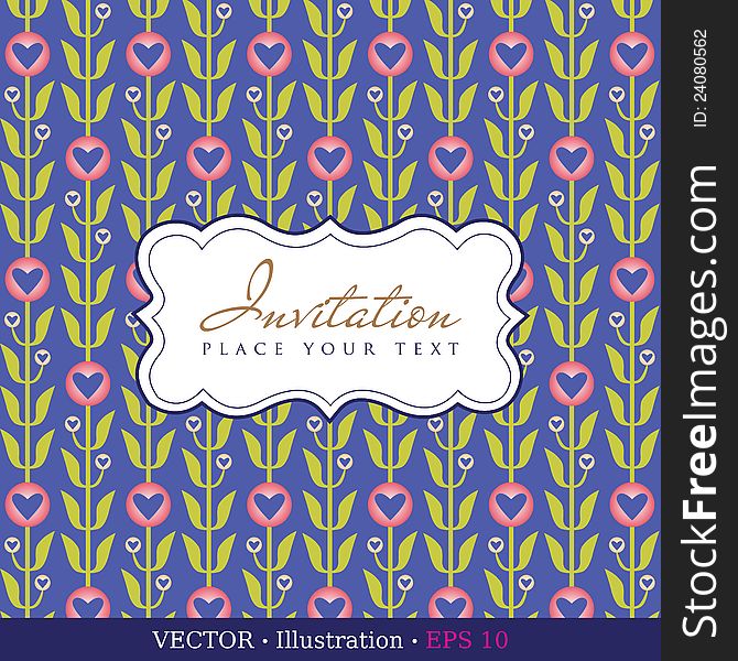 Invitation vintage card. Wedding or Valentine`s Day. Vector illustration