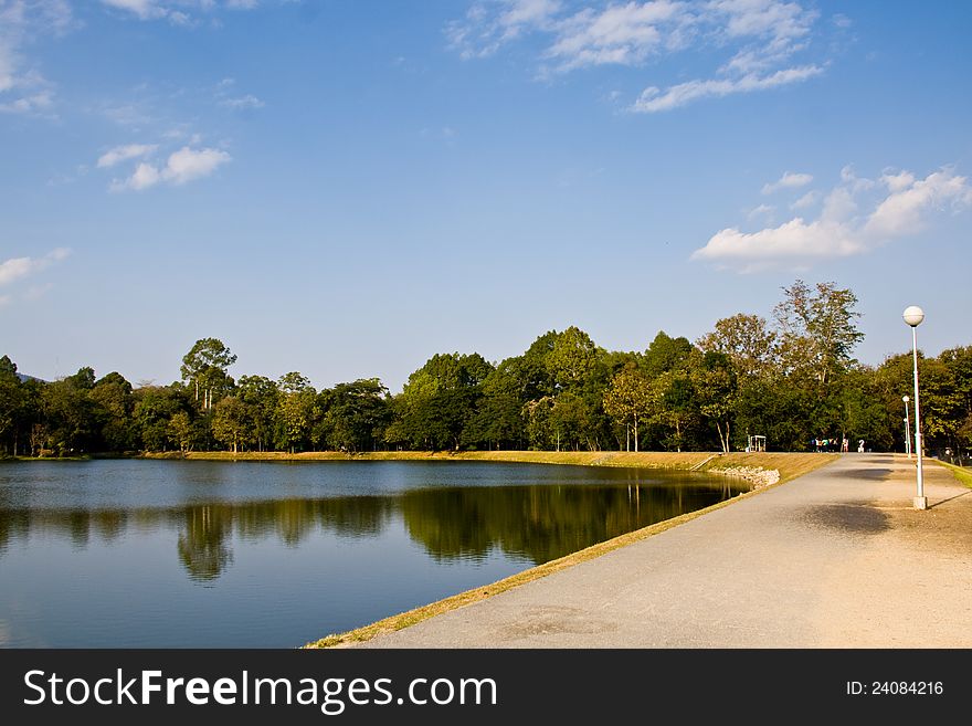 Reservoir With Blue Sky