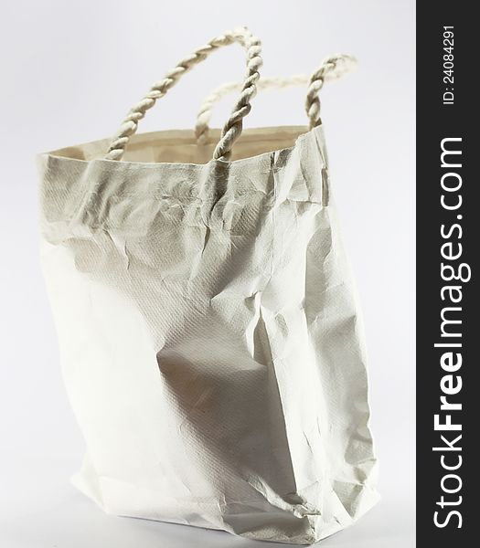 White Paper Bag On White Background