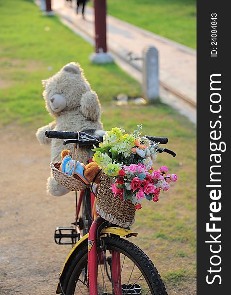 Teddy Bear riding the bicycle. Teddy Bear riding the bicycle