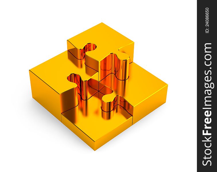 Gold Puzzles. Image Contain Clipping Path