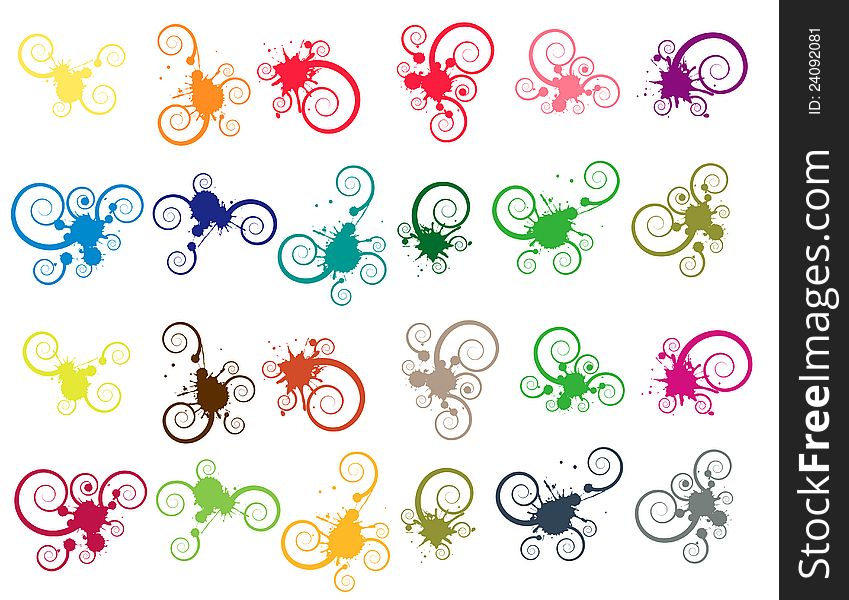 Colored abstract blot symbols on white background. Colored abstract blot symbols on white background.