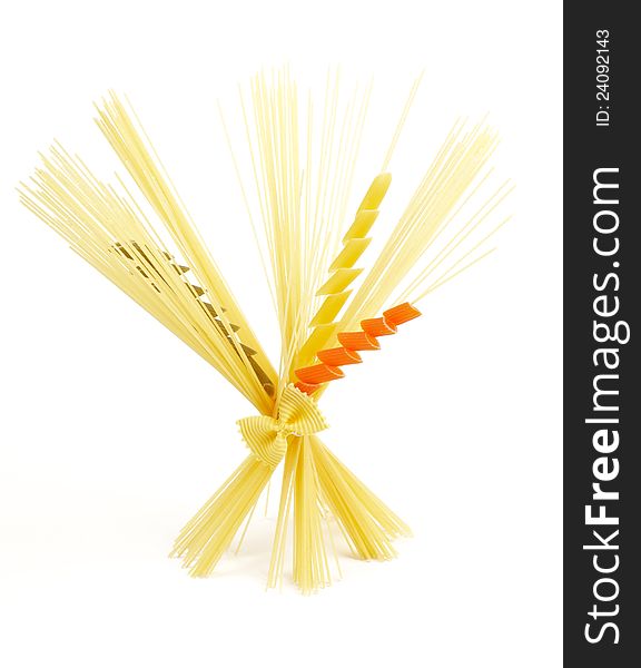 Bunch of spaghetti with color fusilli