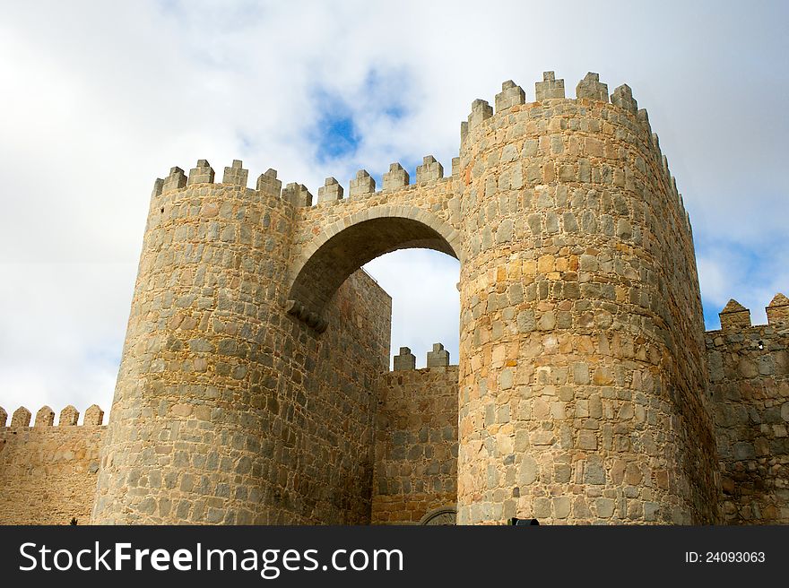 Puerta del Alcazar of castle Avila /fragment/ in Spain