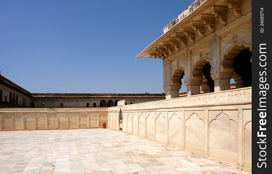 Outside Architecture of the Red Fort in Agra, India