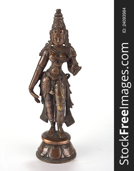 Bronze Metal Statue of an Indian Godess isolated on white. Bronze Metal Statue of an Indian Godess isolated on white