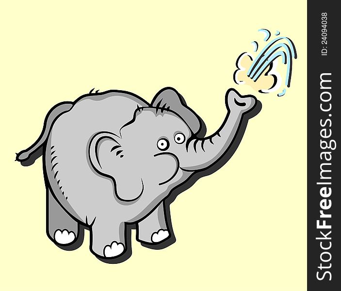 Funny little elephant. Vector illustration