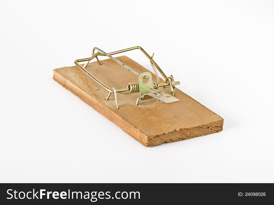 Rat trap on white background