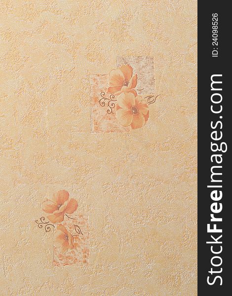 Abstract peachy texture with flowers in square