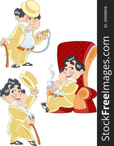 The illustration shows a handsome man in the cartoon as an entertainer. Illustration done on separate layers, in a cartoon style. The illustration shows a handsome man in the cartoon as an entertainer. Illustration done on separate layers, in a cartoon style.