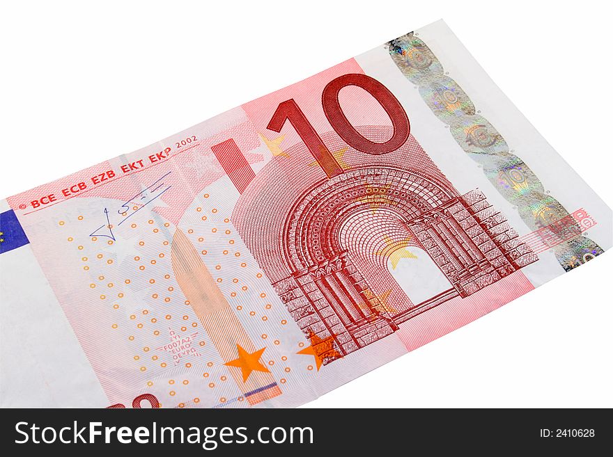 Euro bank notes isolated on a white background. Euro bank notes isolated on a white background