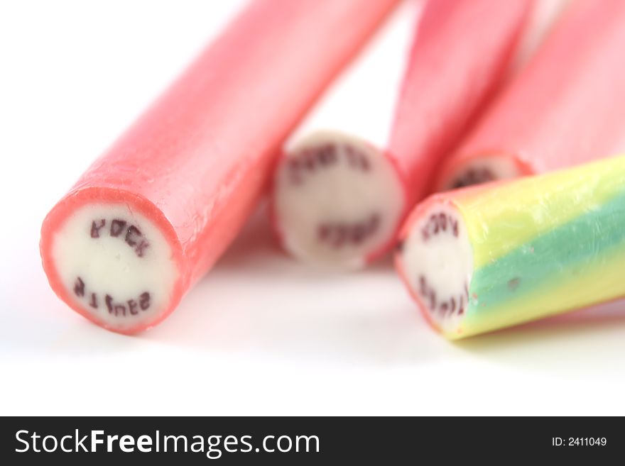 Sticks of rock on a white background. Sticks of rock on a white background