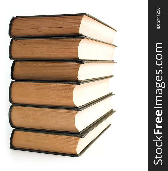 Stack of six books on white background. Stack of six books on white background