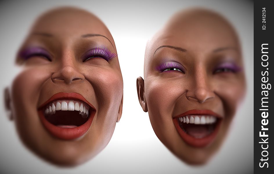 A set of female faces that are showing happy emotions. A set of female faces that are showing happy emotions.