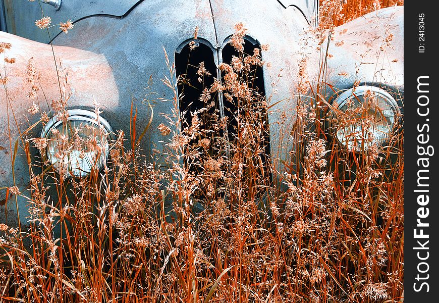 A wrecked old BMW in germany. A wrecked old BMW in germany