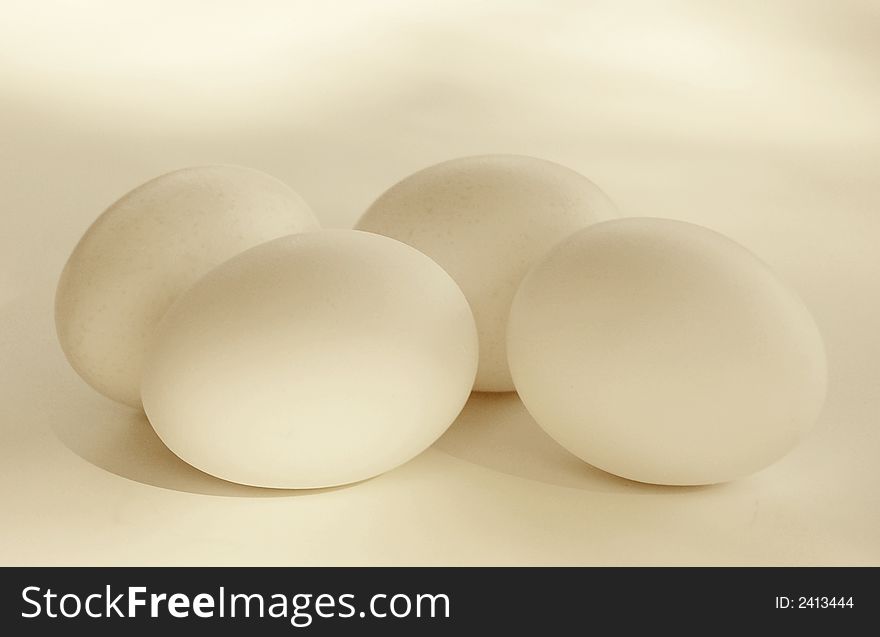 Eight eggs with soft sepia tone. Eight eggs with soft sepia tone.