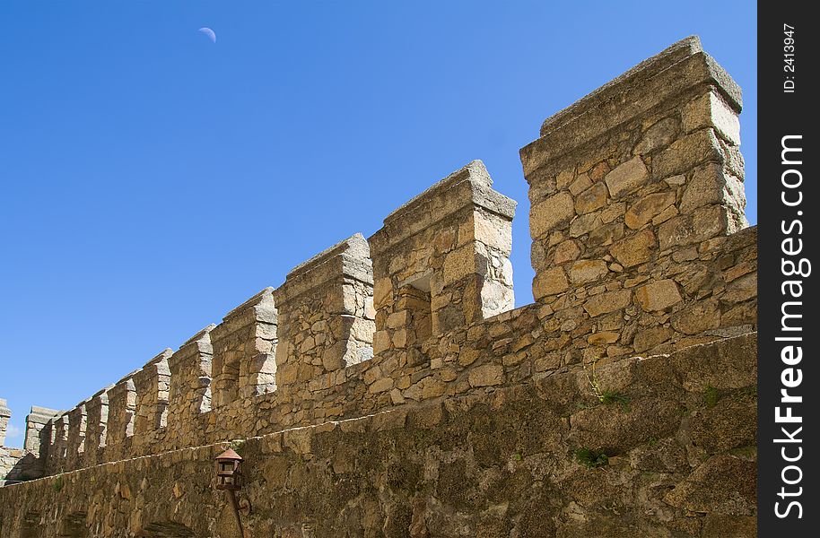 Turrets on an ancient castle in Manzanares del Real (Madrid, Spain)
