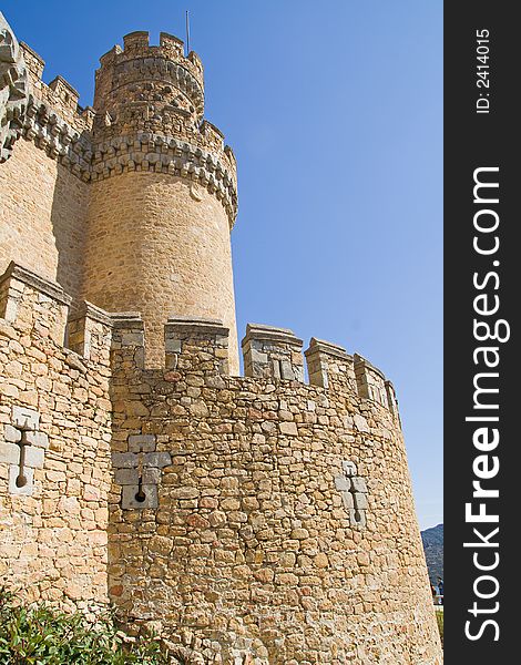 Fortifications on an ancient castle in Manzanares del Real (Madrid, Spain)