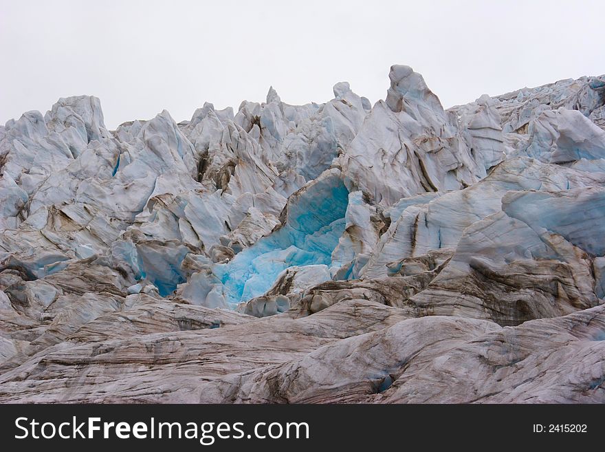 Blue ice rocks, volcano Cayambe, Ecuador