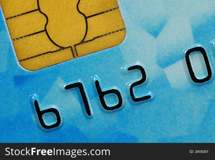 Credit Card With Chip. Closeup.