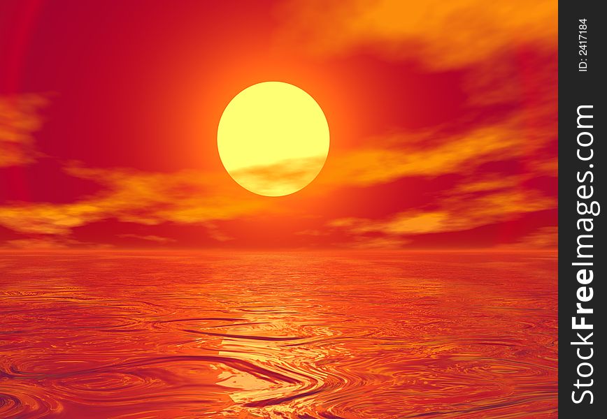 Sunset - computer generated 3d image