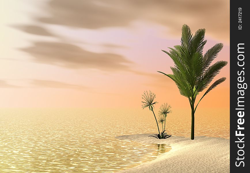 Beautiful tropical scene- computer generated 3d image