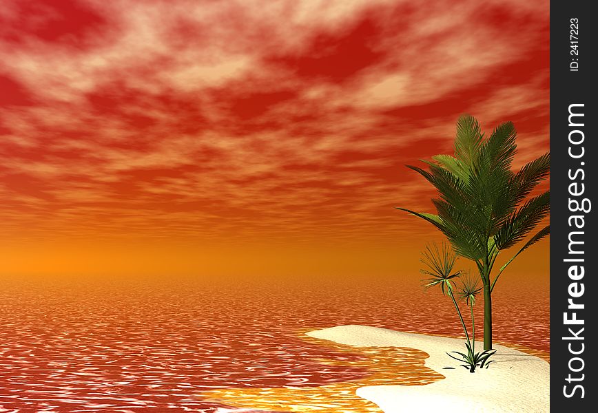 Beautiful tropical scene- computer generated 3d image