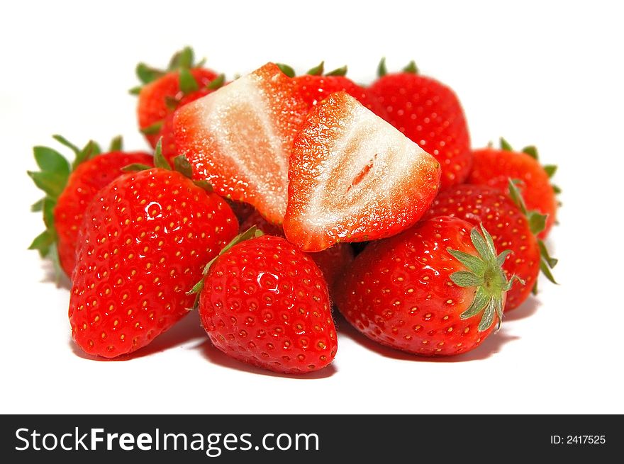 Group if strawberries on white background. Group if strawberries on white background