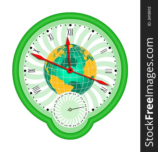 World globe and clock 2.illustration. World globe and clock 2.illustration