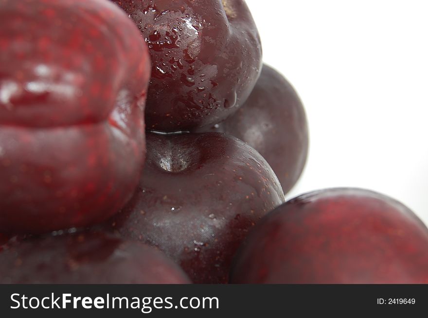 Some lovely fresh deep colour plums.  Fresh with a nice tasty shine.