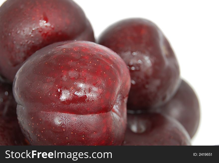 Some lovely fresh deep colour plums.  Fresh with a nice tasty shine.