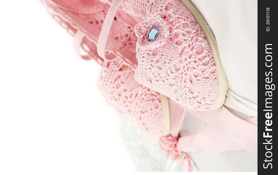 Pink shoes and ribbon - detail. Pink shoes and ribbon - detail