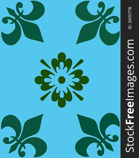 Illustration of floral designs on blue background. Illustration of floral designs on blue background