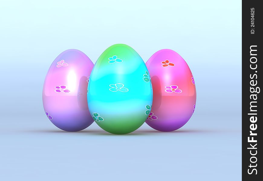 Easter eggs on a light background,three. Easter eggs on a light background,three