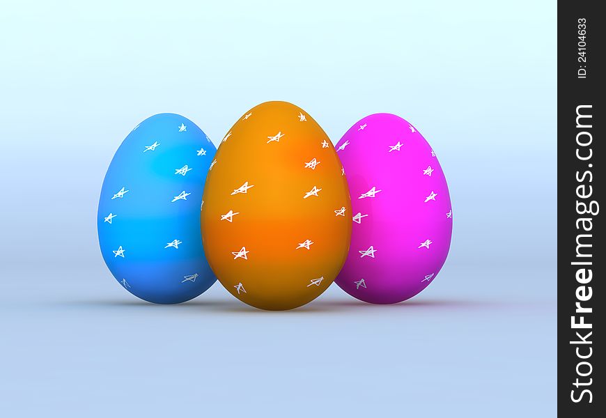 Easter eggs with the stars on a light background. Easter eggs with the stars on a light background
