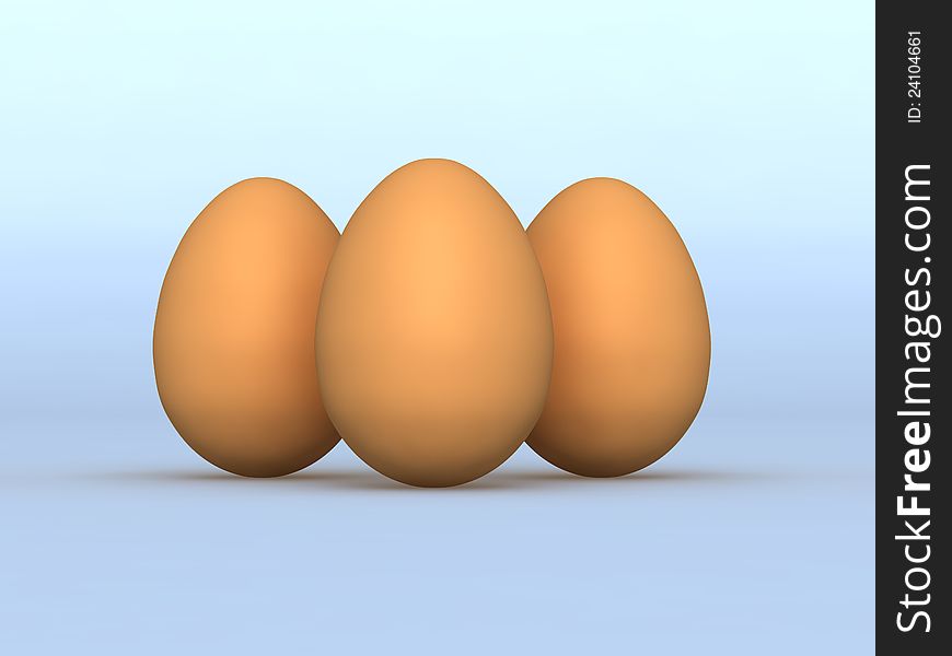 Three eggs on a white background