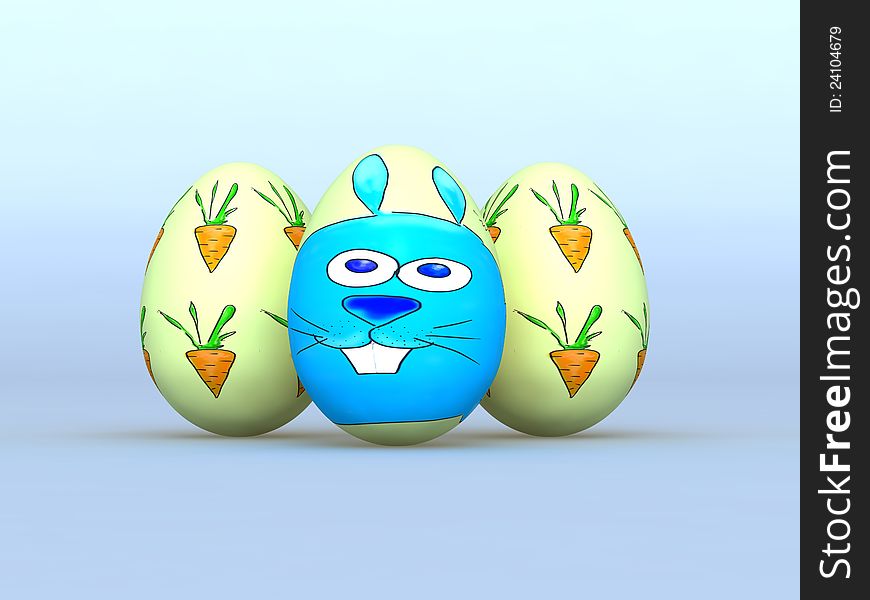 Cartoon bunny on an Easter egg. Cartoon bunny on an Easter egg